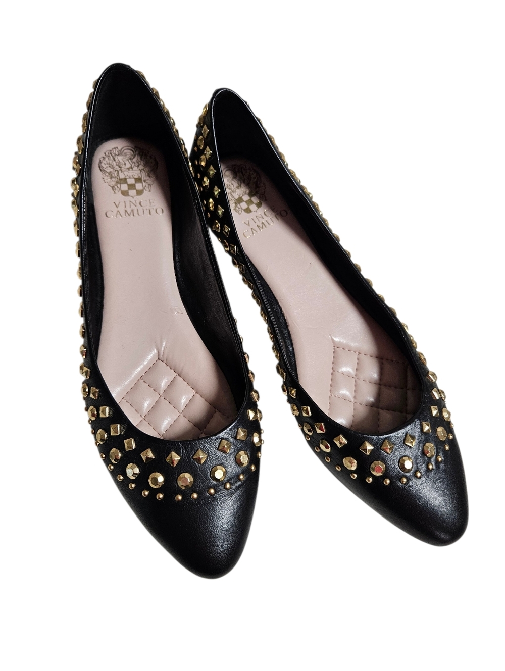 Vince Camuto Woman's shoes black ballet flats with gold studs size 7